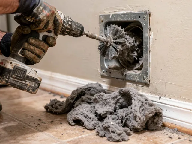 Certified West Whittier-Los Nietos Dryer Vent Cleaning technician performing dryer vent cleaning in West Whittier-Los Nietos